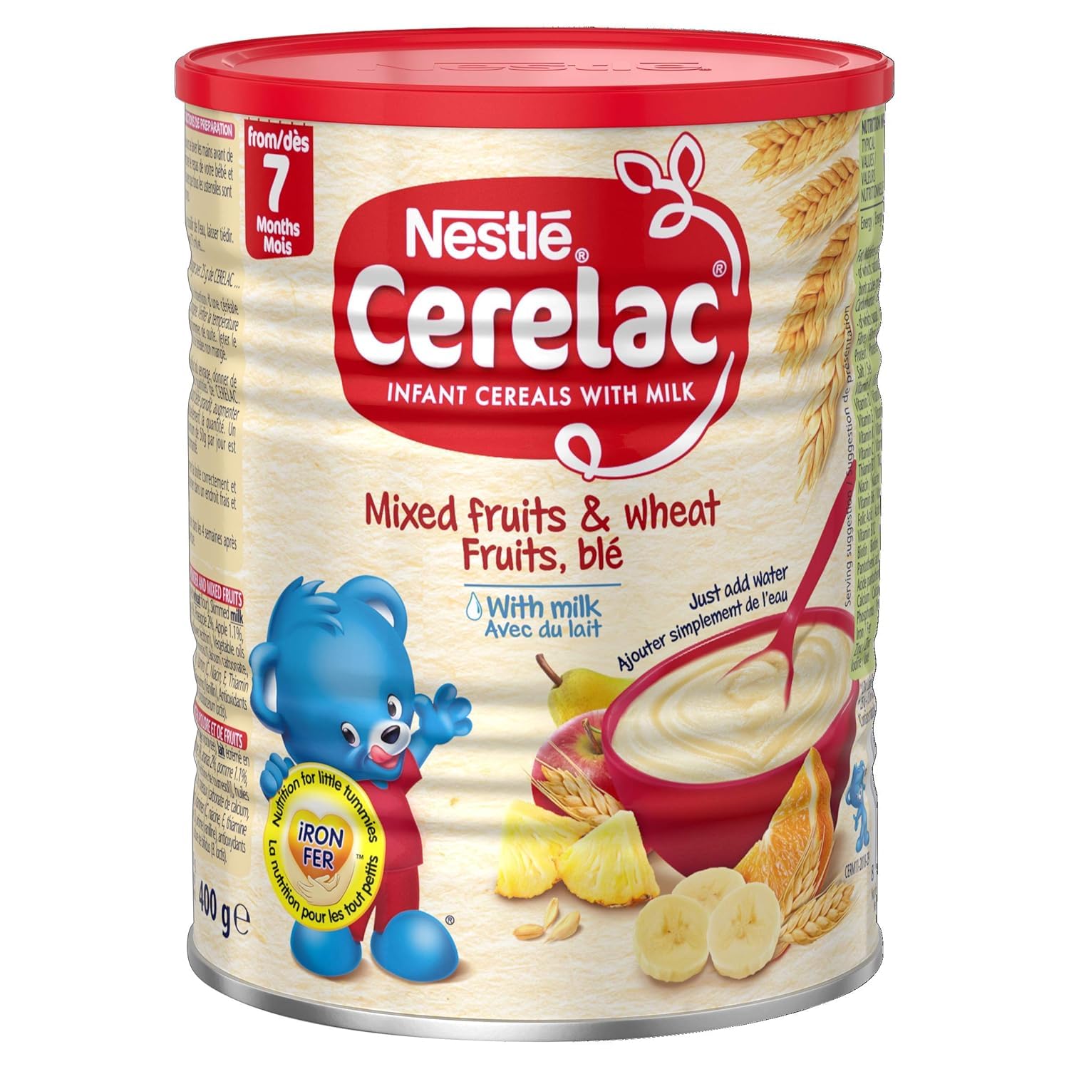 Product image of Nestle Cerelac Mixed Fruits and Wheat Milk Cans 14.1 oz 14.1 oz Pack of 4